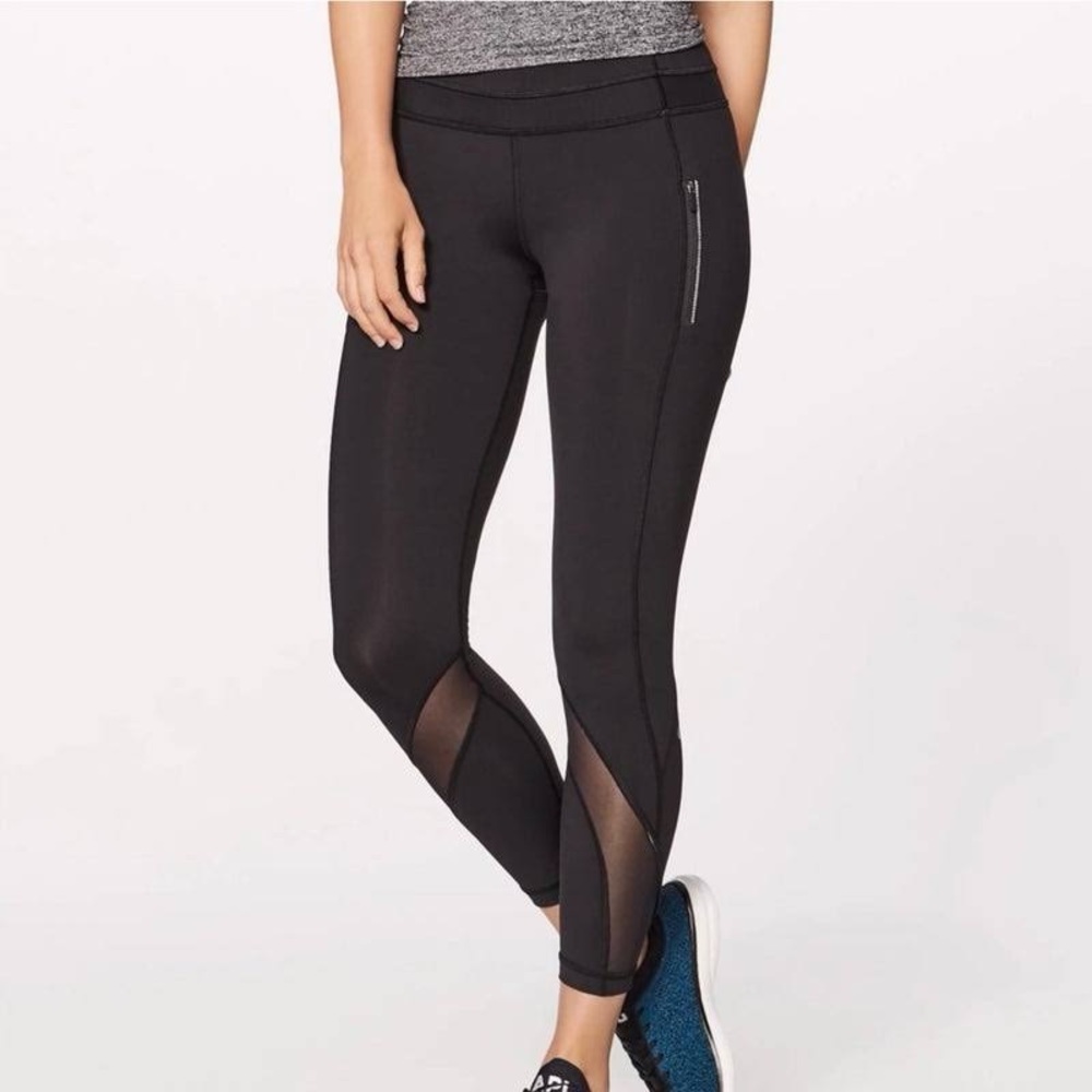 Lululemon Inspire Tight II Black Mesh Leggings Size 10 Running Training Active